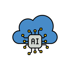 cloud technology color line icon with white background vector stock illustration