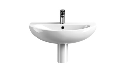 Elegant white ceramic sink, modern minimalist design for bathroom renovation, enhances aesthetics with sleek sophistication