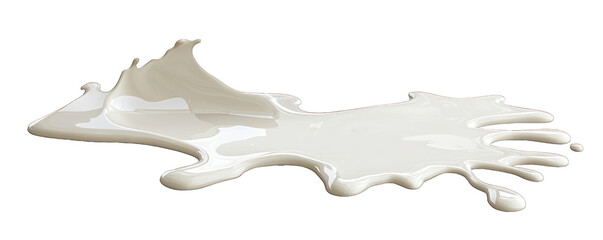 Spilled milk puddle neatly detailed with a path on a white canvas.