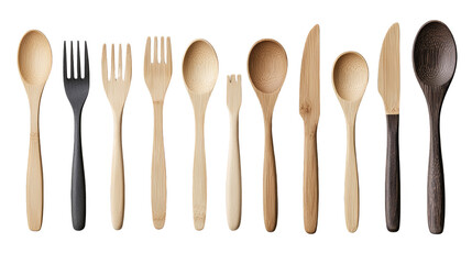 Isolated silver cutlery set of fork, spoon, and knife on white background