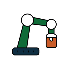 robotic arm color line icon with white background vector stock illustration