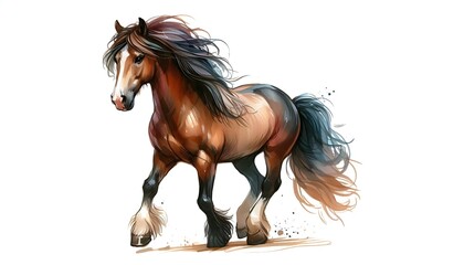 Fototapeta premium Majestic Horse Galloping in Vibrant Digital Art Illustration. generator AI