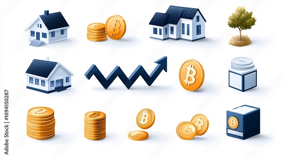 Aufkleber a set of 15 minimalist icons depicting financial growth success and prosperity featuring upward faci