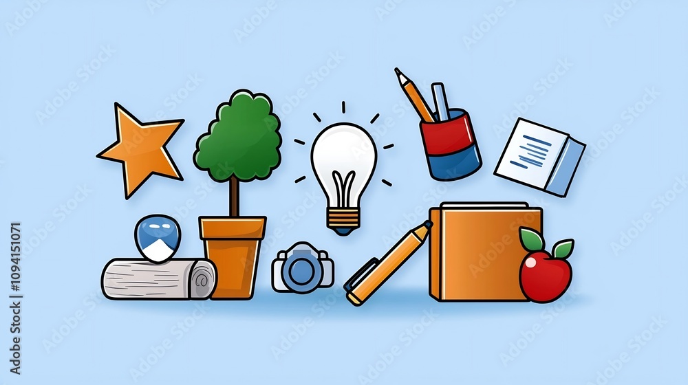Aufkleber Elegant set of 15 simple line art icons designed to represent common themes and concepts in business workshops training sessions and professional skill development programs