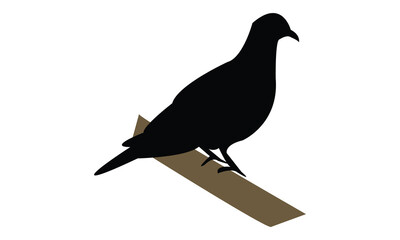 Ring Dove Silhouette Design  And Vector Illustration. 