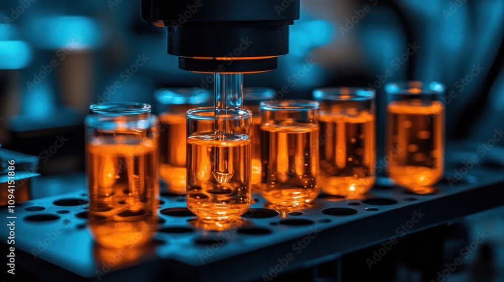Poster laboratory test tubes with automated dispensing system