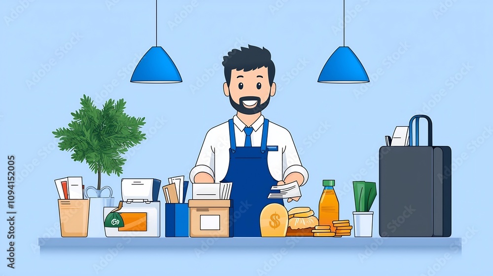 Fototapete set of 15 modern line style icons representing various hotel reception services and processes like r