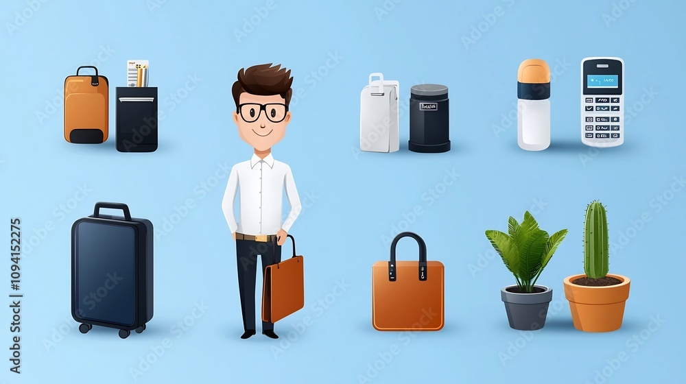 Aufkleber Clean and Minimalist Line Style Icons Depicting Hotel Reception Services and Systems Such as Counters Guest Check ins and Reservation Management