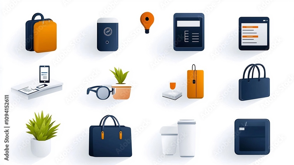 Fototapete collection of 15 minimalist outline icon designs showcasing key elements and services found at a rec