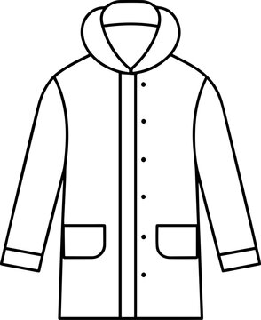black outline raincoat with hood clip art preview