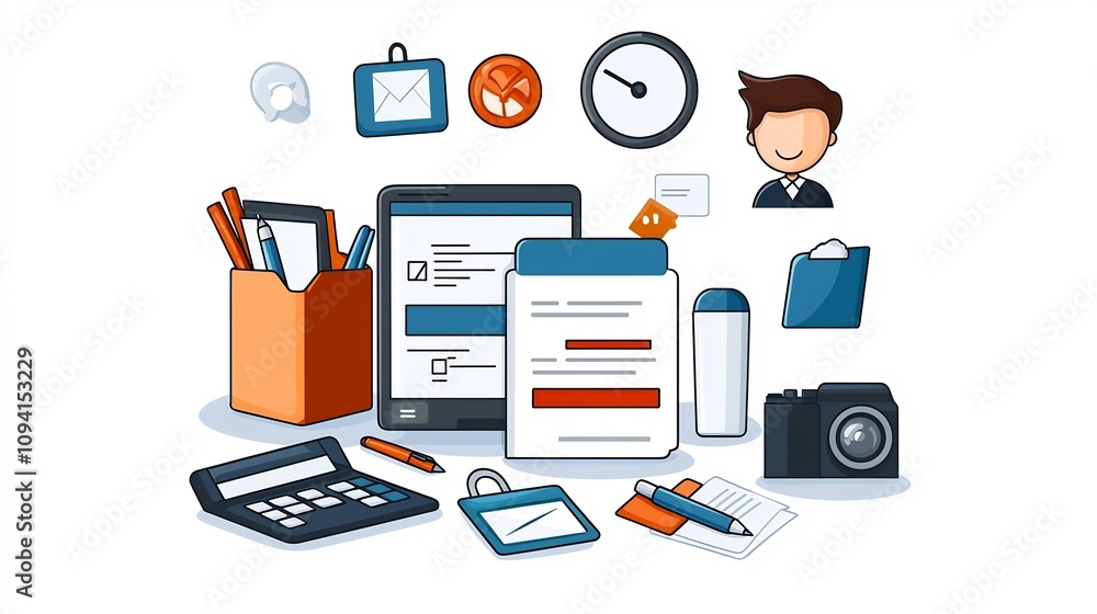 Poster Set of 15 thin line style icons illustrating various and document editing activities such as form creation data entry and document management in a minimalist clean and professional design