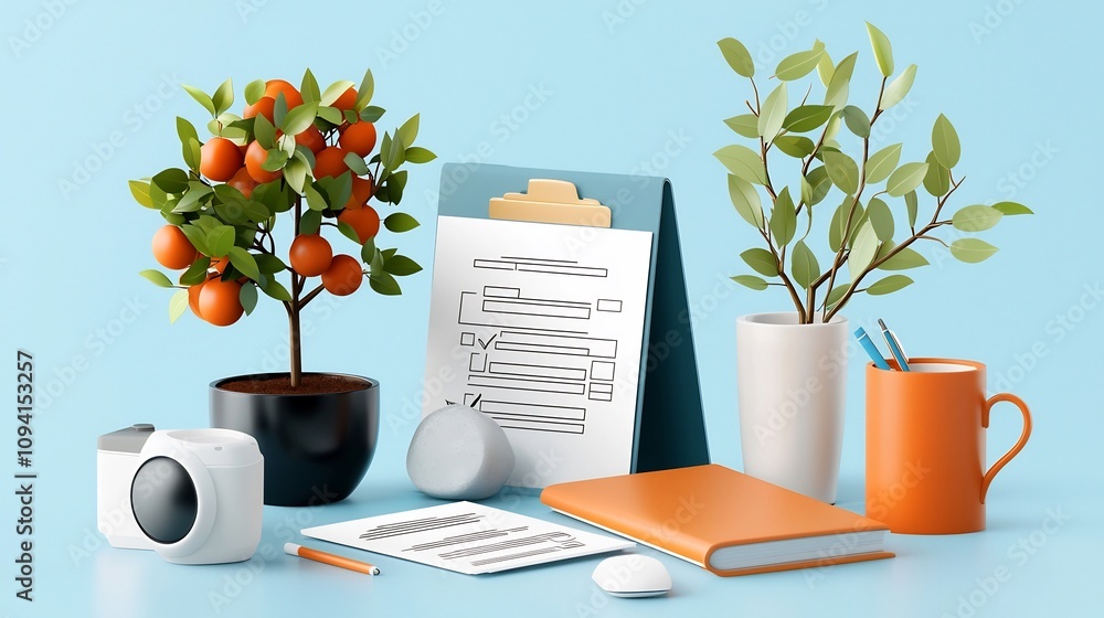 Poster Set of minimalist thin line style icons representing various and document editing activities such as form creation data entry and filing organization in a digital business workflow