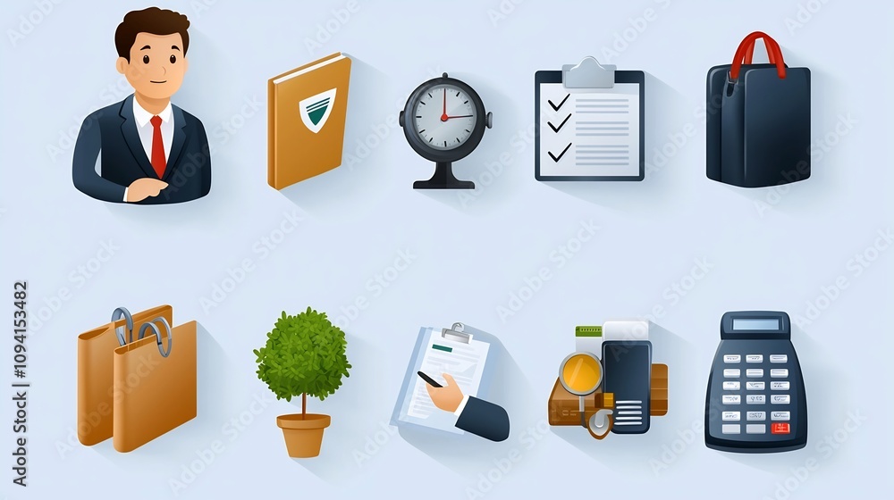 Poster Comprehensive set of 15 editable icons showcasing key and administrative tasks such as data entry document writing and receptionist services in a clean thin line format