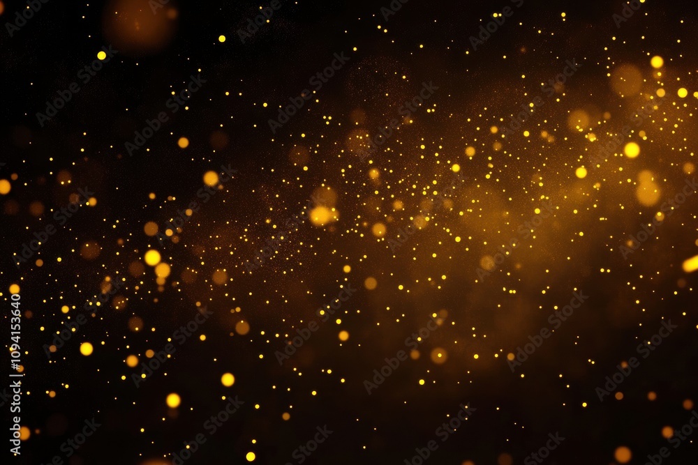 Poster shiny gold glittering starry abstract background with festive bokeh effect