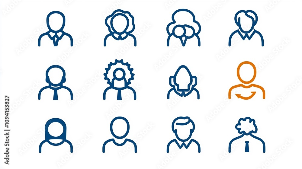 Leinwandbilder a series of 15 clean minimalist outline icons that visually represent human centered ideas such as g