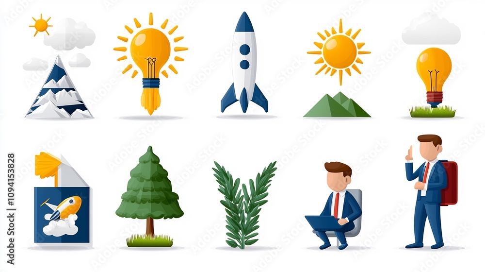 Fototapete series of 15 clean minimal outline icons in format highlighting various human centered concepts incl