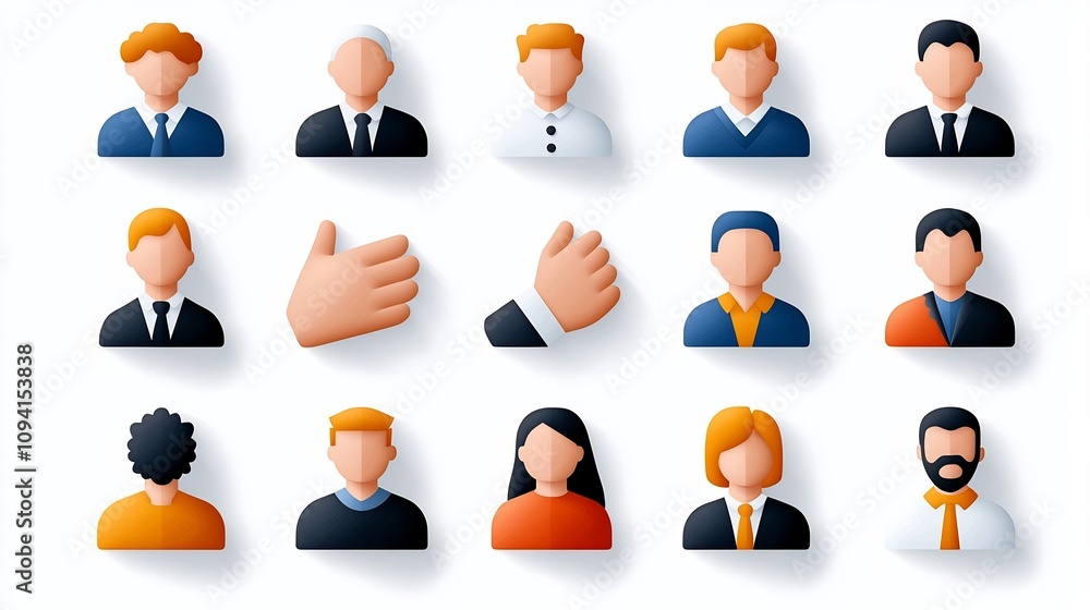 Aufkleber Set of clean minimalist outline icons in format visually representing various human centered concepts related to groups organizations and communities