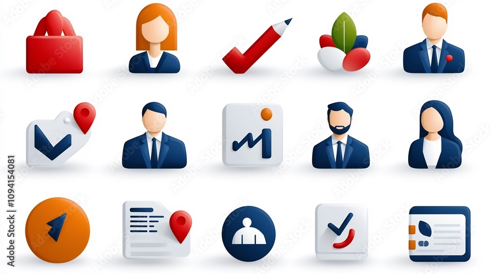 Poster minimalist outline icons depicting various social and organizational elements such as members teams 
