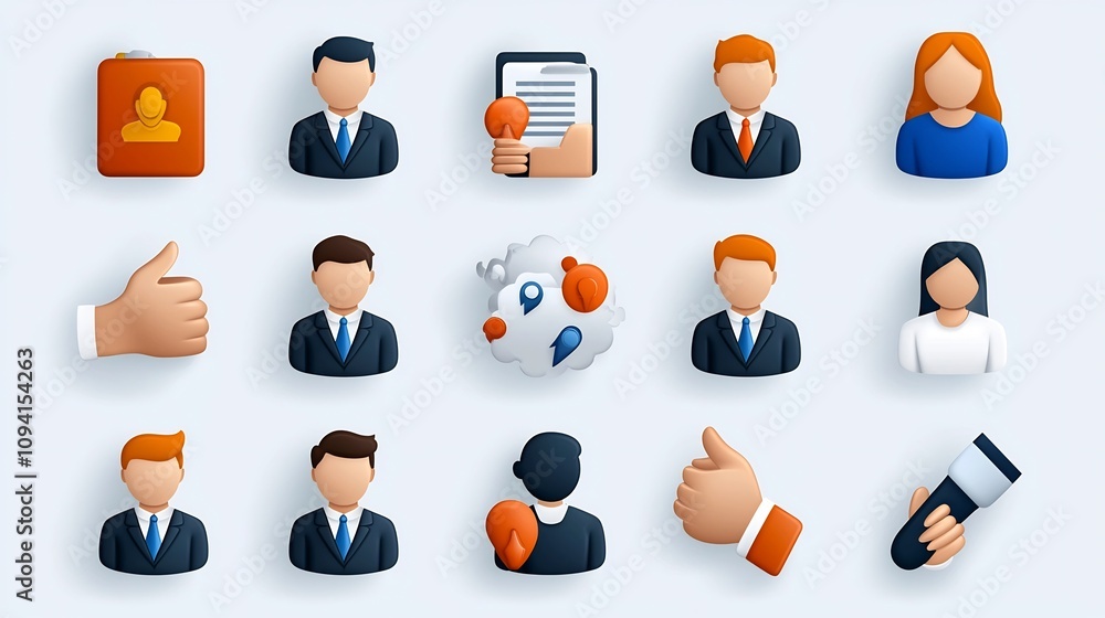 Fototapete Set of 15 minimalist linear icons representing modern organizational concepts community structure and member participation in a clean design