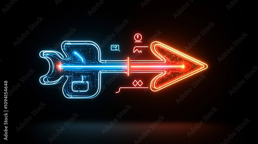Aufkleber vibrant glowing arrow beam with a futuristic fast paced vibe against a pure black background creatin