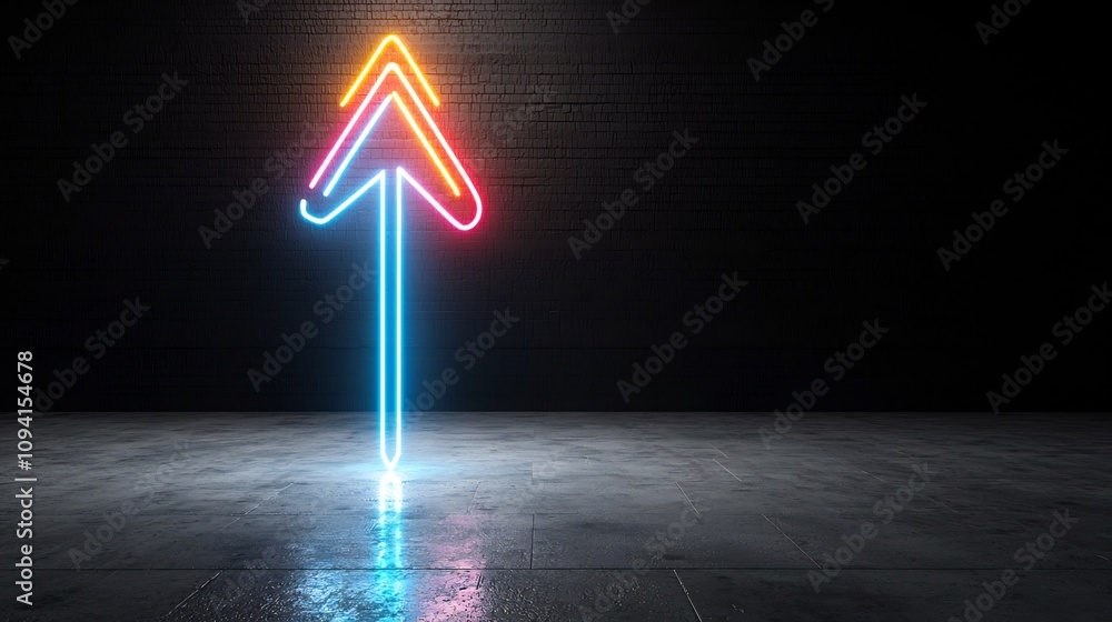 Aufkleber radiant light arrow glowing with bright vibrant colors and symbolizing velocity and movement pointin