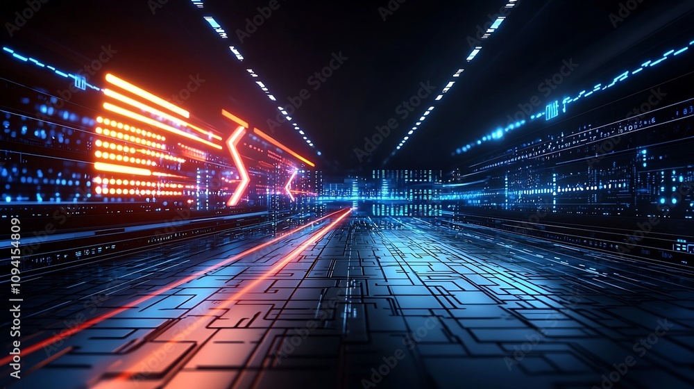 Poster Glowing and vibrant light beams in a variety of colors and tones creating a sense of power on a dark background  The light rays suggest a dynamic and futuristic aesthetic