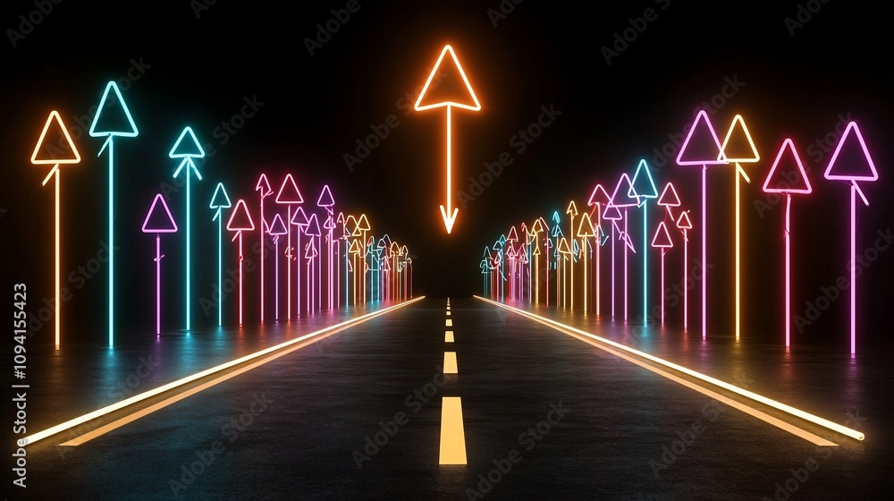 Aufkleber Intense neon beams emanating upward with a powerful sense of energy brightness and movement against a deep black canvas background creating a futuristic dynamic and electrifying visual effect