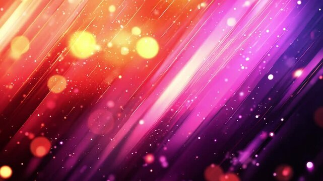 Abstract Diagonal Lines with Red, Orange, Purple, and Pink Hues and Glittering Particles