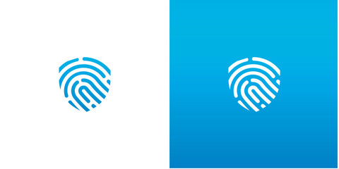 shield fingerprint logo ,template vector illustration icon symbol