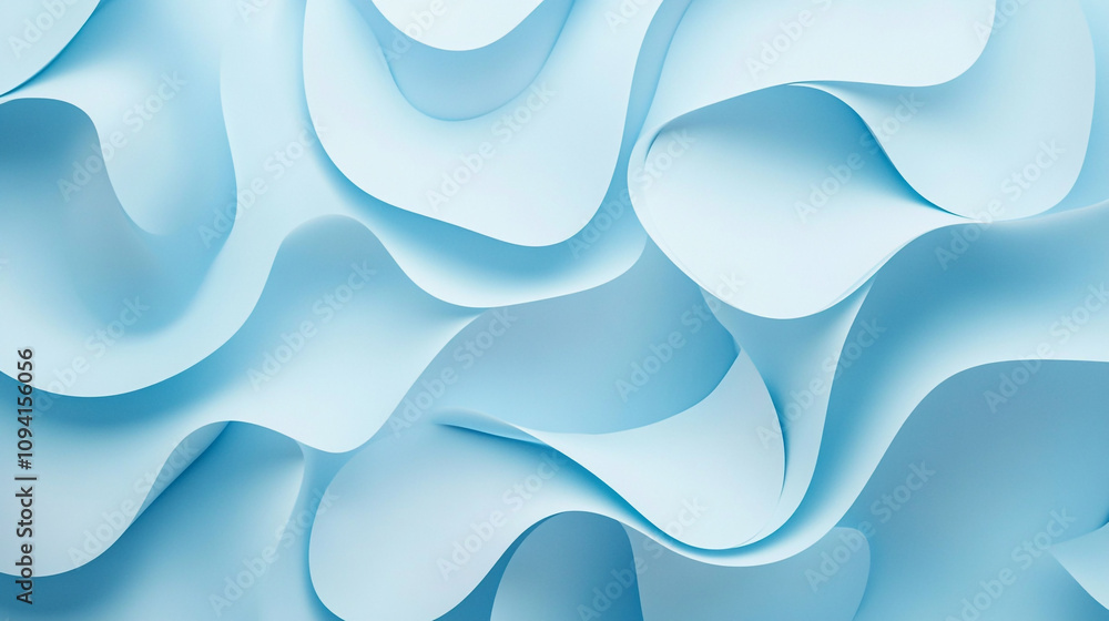Poster waves of soft blue paper create a dynamic texture in a creative design setting