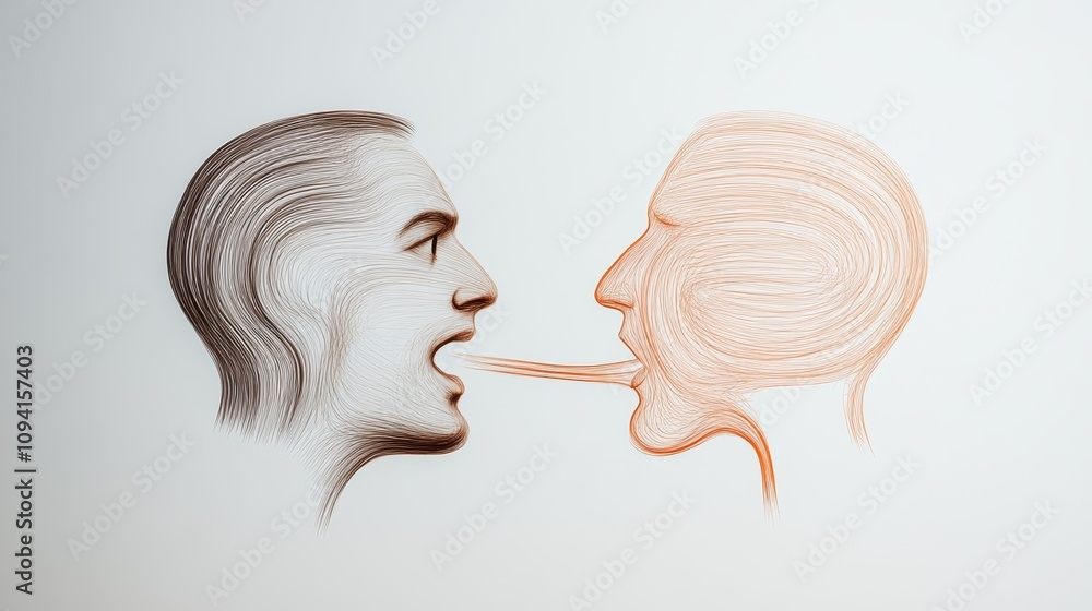 Aufkleber two abstract figures engaging in a profound conversation through visual expression and artistic illu