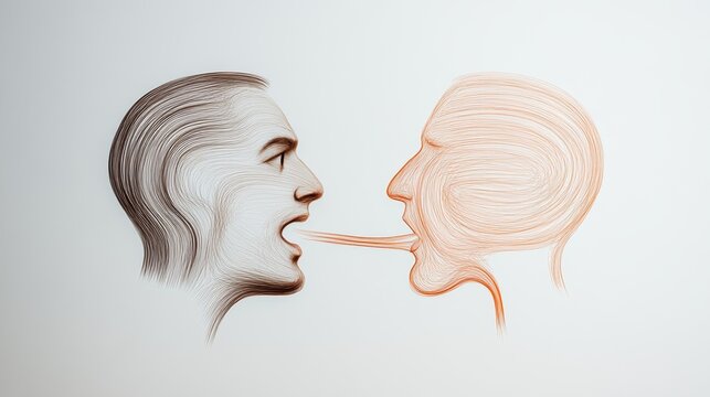 Two abstract figures engaging in a profound conversation through visual expression and artistic illustration. energy vampire