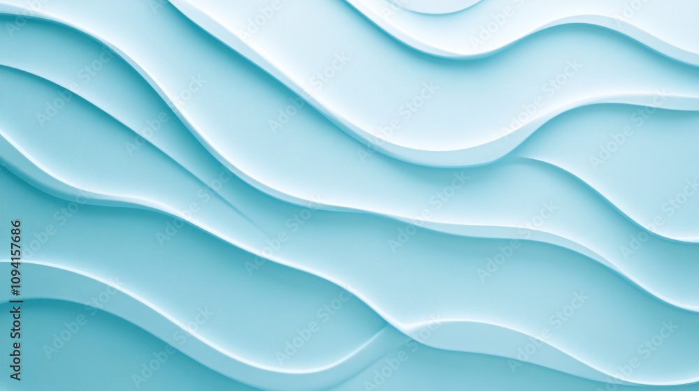 Poster smooth blue waves create a calming and modern texture on the surface of the wall