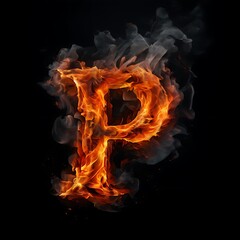 Fiery Letter P: Burning Alphabet