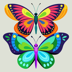 set of butterflies collections illustrations vector art isolated white background
