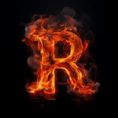 Fiery Letter R