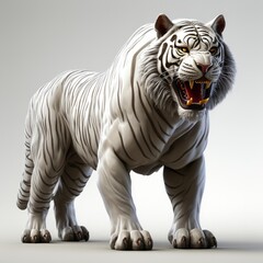 Obraz premium Majestic White Tiger Icon - Displaying the Power and Beauty of a Wild Beast