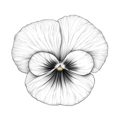 Obraz premium Artistic line drawing of a pansy flower with bold petal shapes and subtle detailing in the center