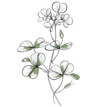 green and white clover plant sketch clip art preview