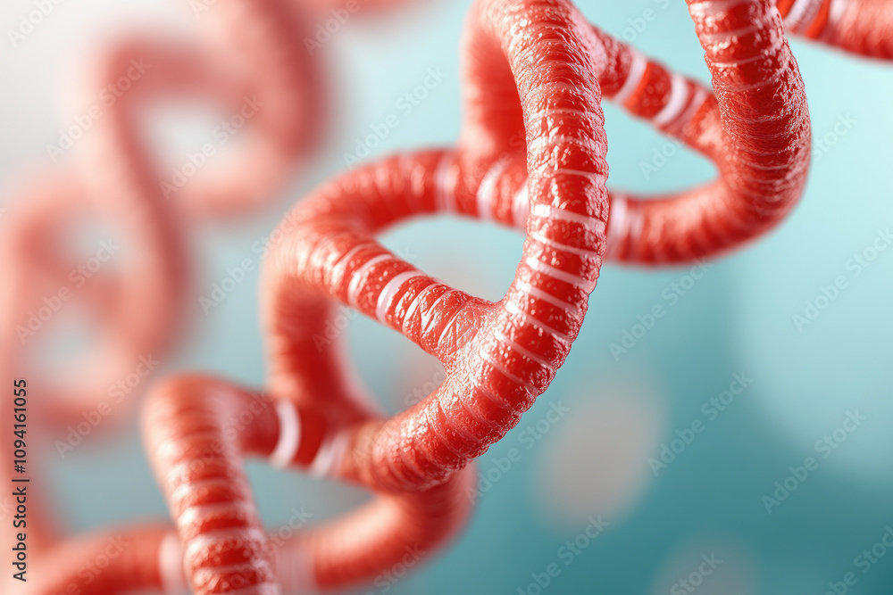 Aufkleber futuristic genetic structures, abstract 3d illustration showcasing intricate chromosome patterns for