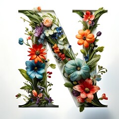 Floral Letter N