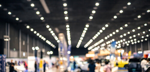 Abstract blur people in trade show expo for background - Vintage Filter