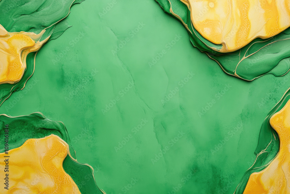 Poster vibrant green abstract art with distressed textures, an expressive blend of bright hues creating a d