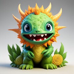 Fototapeta premium Cactus Monster Icon - Adorable mythical creature to add fun to your designs