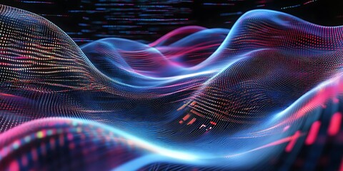 Colorful Sound Waves and Data Visualization in Digital Background

