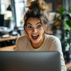 photorealistic image of a woman with a look of joyful