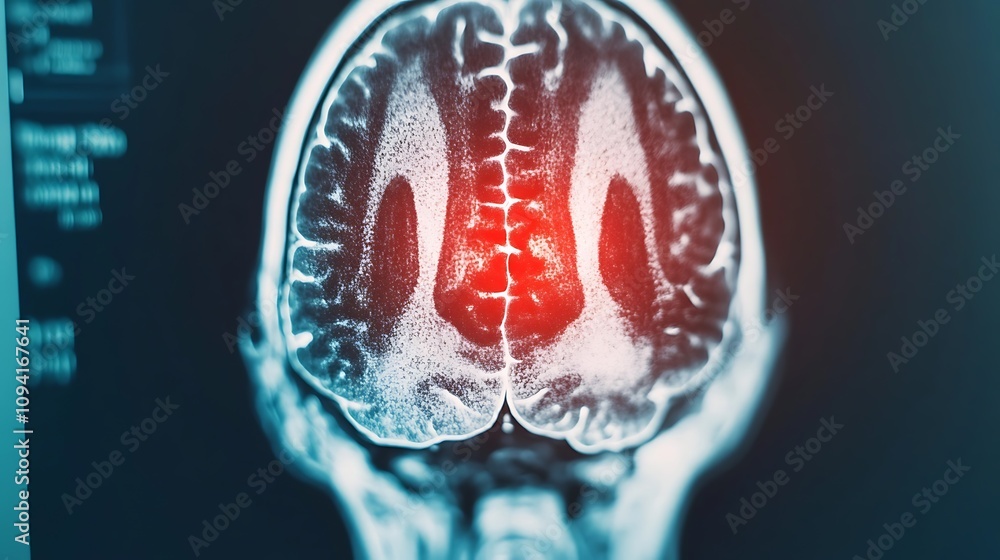 Poster detailed brain scan revealing intricate anatomy and neural structure of the human nervous system med