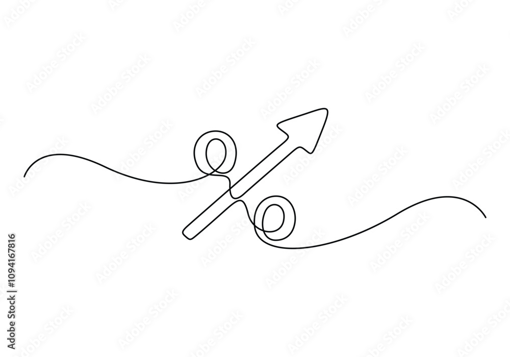 Aufkleber linear background of percent sign. continuous line drawing of a percent sign. vector illustration