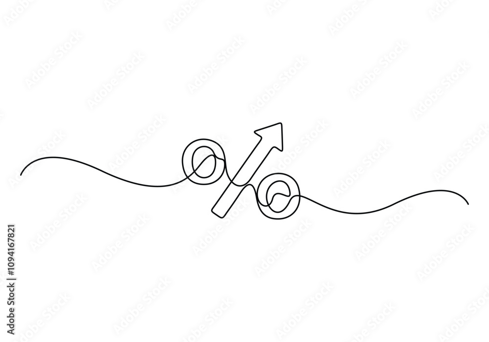 Poster linear background of percent sign. continuous line drawing of a percent sign. vector illustration