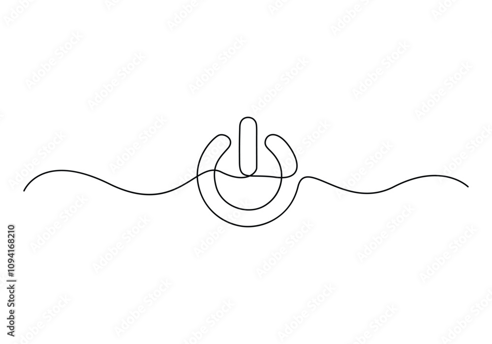 Poster continuous one line drawing of on-off icon. one line icon of on-off. single line drawing background.